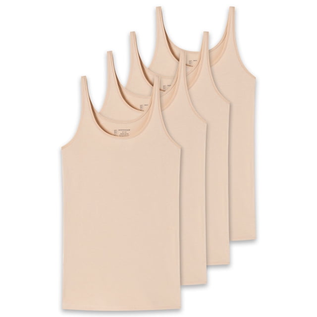 SCHIESSER Top con Tirantes para Mujer, Paquete de 4 - Single Jersey, Serie 95/5, uni Beige (Arena) S (Small)