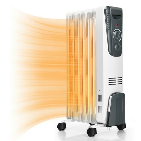 

Gymax 1500W Oil Filled Radiator Heater Portable Space Heater w/ 3 Heat Settings