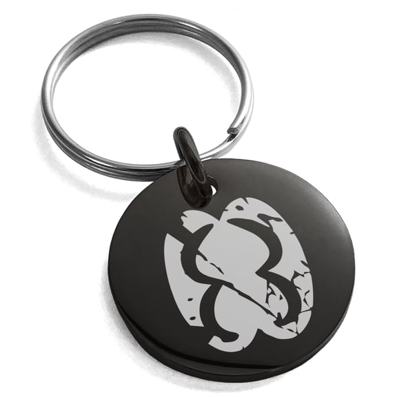 Stainless Steel Ancient Tribal Unity Rune Engraved Small Medallion Circle Charm Keychain Keyring