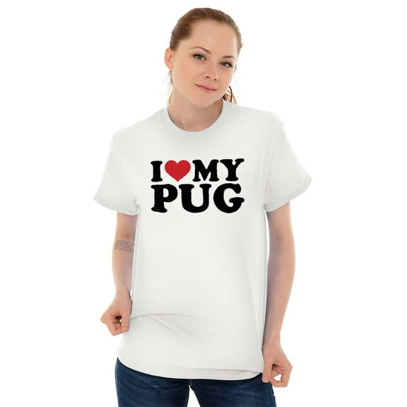 Love Pug Cute Dog Breed Lover Pet Owner Women's Graphic T Shirt Tees Brisco Brands S