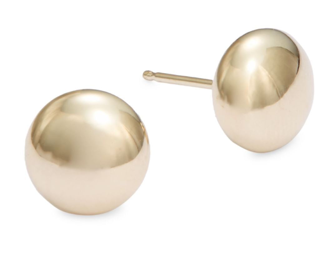 Yellow Gold/Rose Gold & White Gold 14k Gold Ball Stud Earrings Silicon & Gold pushback 5 Millimeters 