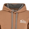 thumbnail image 2 of Drake Waterfowl Men's Logo Hoodie ? Midweight Cotton-Poly Fleece Pullover with Jersey-Lined Hood, Golden Pecan Dark Heather, X-Large, 2 of 4