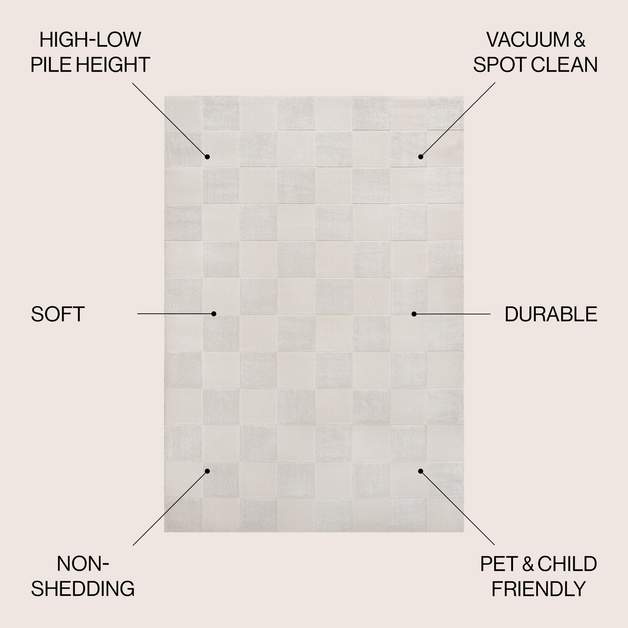 JONATHAN Y SANDSTONE 3 x 5 Area Rug, Thea Geometric Checkerboard - White/Cream, SND103B-3