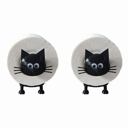 2X Cat Roll Holder Toilet Paper Holder Bathroom Set Paper Towel Roll Storage Cute Bathroom Decoration