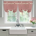 thumbnail image 4 of Western Texas Star Retro Tie Up Curtains for Windows, Adjustable Balloon Window Shades, Country Vintage Red Beige Plaid Kitchen Window Treatments Farmhouse Short Curtains with Rod Pocket 42"x45", 4 of 8
