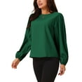 thumbnail image 4 of INSPIRE CHIC Women's Elegant Round Neck Chiffon Blouses Pleated Long Sleeve Flowy Dressy Business Tops, 4 of 4