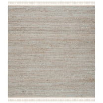SAFAVIEH Natural Fiber Peronel Abstract Area Rug, Natural/Teal, 6' x 6' Square