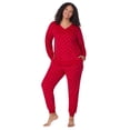 thumbnail image 5 of Aria Women’s Velour V-Neck Long Sleeve Top and Jogger Pajama Set, Sizes XS-4X, 5 of 7