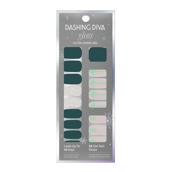 Dashing Diva Gloss Ultra Shine Gel Nail Strips, Tree Skirt, 32 Count
