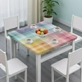 thumbnail image 3 of Colorful Watercolor Stripe Pattern Square Fitted Tablecloth with Elastic Edge,Square Table Cover,Washable Elastic Table Cover for Home Kitchen Party Decor 34"x34", 3 of 6