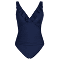 thumbnail image 4 of Firpearl Women's Ruffle One Piece Bathing Suits V Neck Vintage Tummy Control Swimsuit Swimwear, 4 of 7