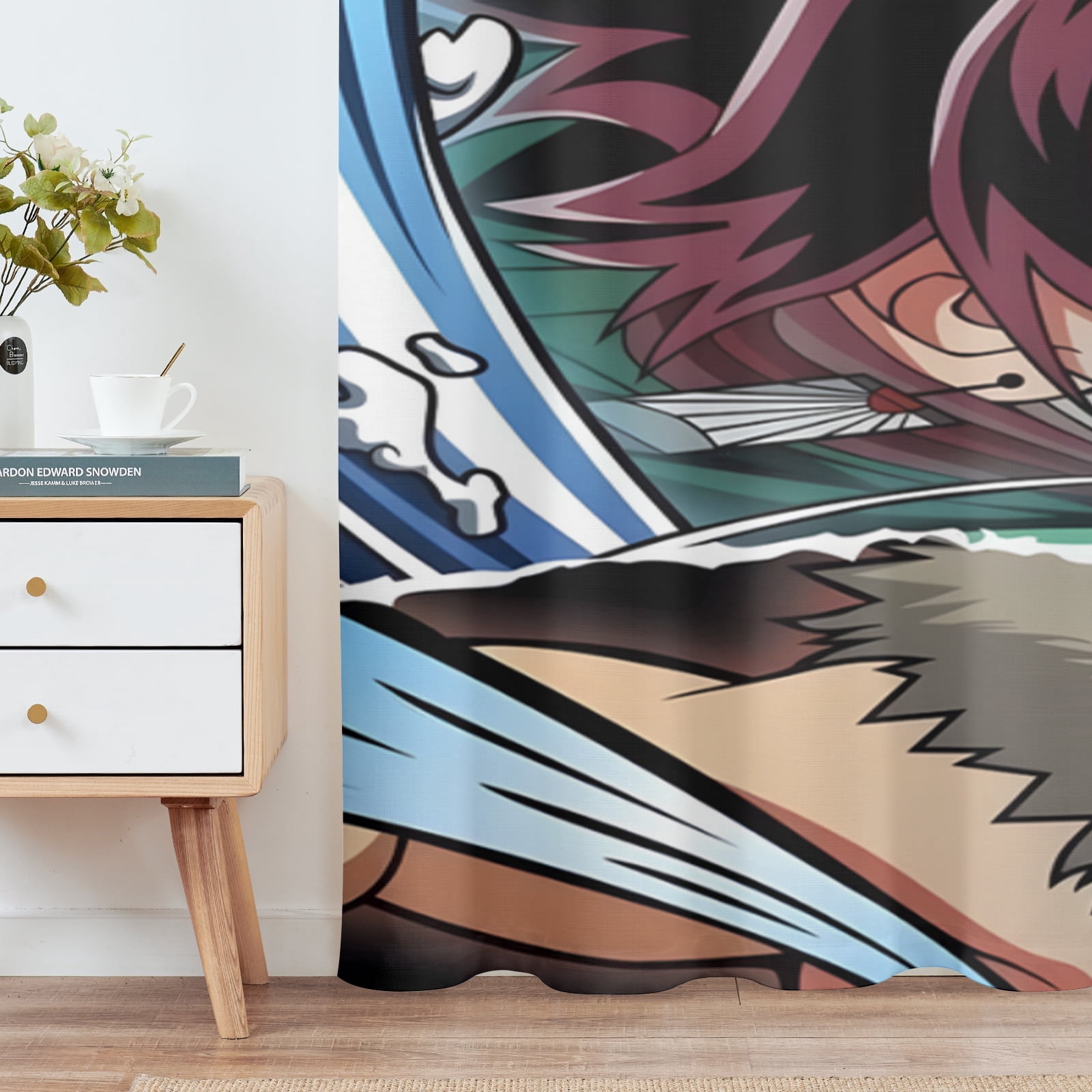 Anime Curtains for Bedroom Drapes Slayer Tanjirou Inosuke Kyoujurou Print Design Window Treatments Curtain Panel Set, 2-Panels, 55" W x 63" L