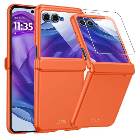 oupeigar For Motorola Razr 60 2025/Razr 50 2024 Case, with Hinge Protection & Built-in Screen Protector, Slim Full-Body Rugged Anti-Scratch Shockproof Protection Phone Case-Green