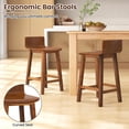 thumbnail image 6 of Solid Wood Bar Stools Set of 2, 24.5-inch Counter Height Chairs with Low Back and Footrest, Farmhouse Wooden Armless barstools for Kitchen Island, Dining Room, Cafe, Breakfast, Brown, 6 of 9
