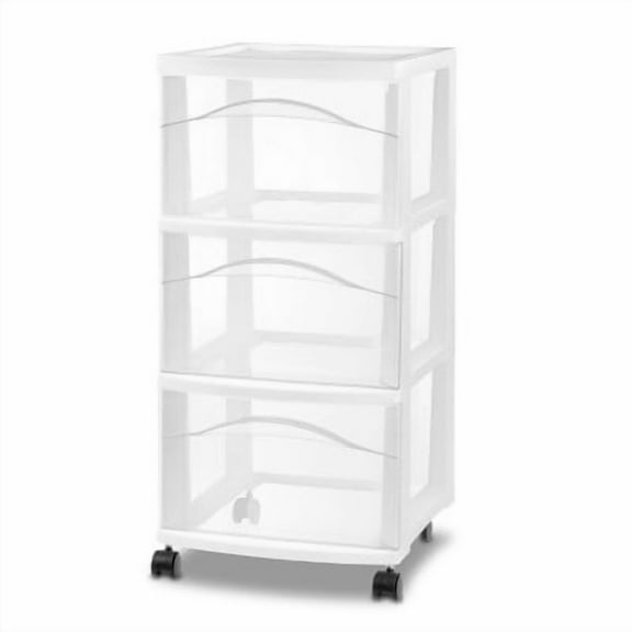 3 Drawer Medium Cart - Plastic Storage Drawers, Portable Utility with Casters, No Assembly Required