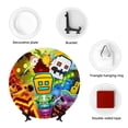 thumbnail image 5 of Lsque Geometry Dash Pattern Ceramic Decorative Plate Decorative Plates with Display Stand Personalized Porcelain Plate Ceramic Ornaments for Wall Hanging Decoration-7in, 5 of 6