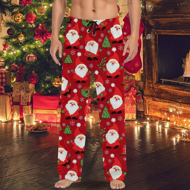 BOOMNY Christmas Men's Pajama Pants Wide Leg Pajamas Pants for Men