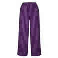 thumbnail image 5 of ZRGHAOYLQ Womens Elastic Waist Beach Pants Trendy Pinstripe Graphic Trousers Drape Mid Rise Cotton Linen Trouser with Pocket, 5 of 8