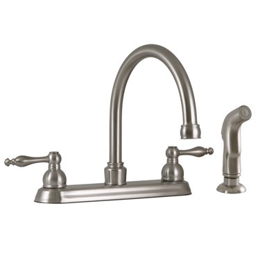 Kingston Brass FB7798PLSP Victorian 8-Inch Centerset Kitchen Faucet with Sprayer, Brushed Nickel