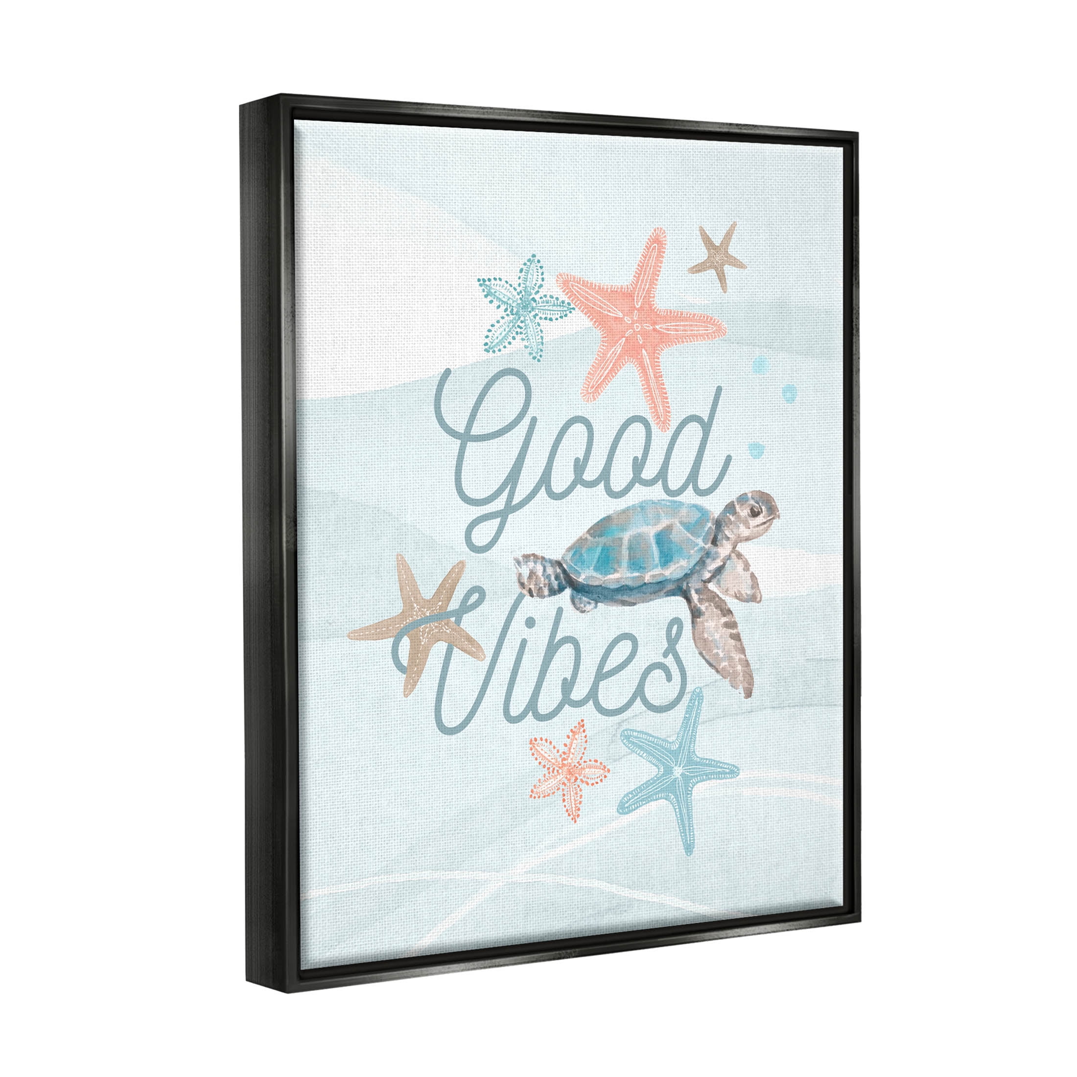 Good Vibes Underwater Sea Life Animals & Insects Graphic Art Jet Black Framed Art Print Wall Art