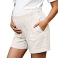 thumbnail image 2 of Bixock Maternity Shorts High Waisted Over The Belly Workout Cargo Pants with Pockets Cotton Linen Blend Wide Leg Pregnancy Pants with Pockets Maternity Clothes, 2 of 6