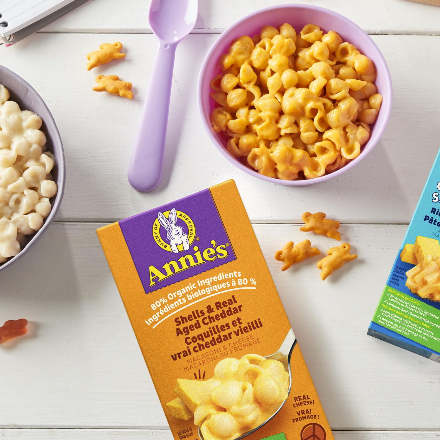 Annie's Coquilles et vrai cheddar vieilli Macaroni au fromage, repas pour enfants, 170 g