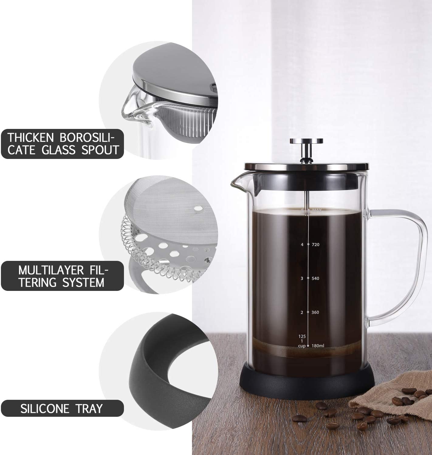 French Presses Kitchen & Dining Home & Kitchen VEVOK CHEF French Press