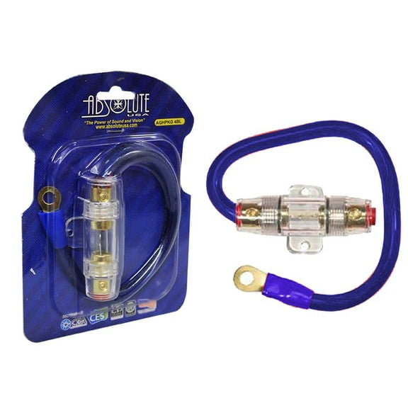Absolute AGHPKG4BL 4 Gauge Power Cable and In-Line Fuse Kit (Blue)