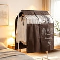 thumbnail image 4 of Clothes Rack Cover Breathable Non Woven Garment Storage Protector with Clear Window, Expandable Hanging Closet Cover for Suits Coats Dresses Shirts, Dustproof Clothing Organizer, Coffee-120*120cm, 4 of 9