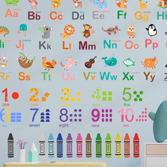 OUNONA PVC Alphabet Wall Decals for Childrens Bedrooms and Playrooms Decor