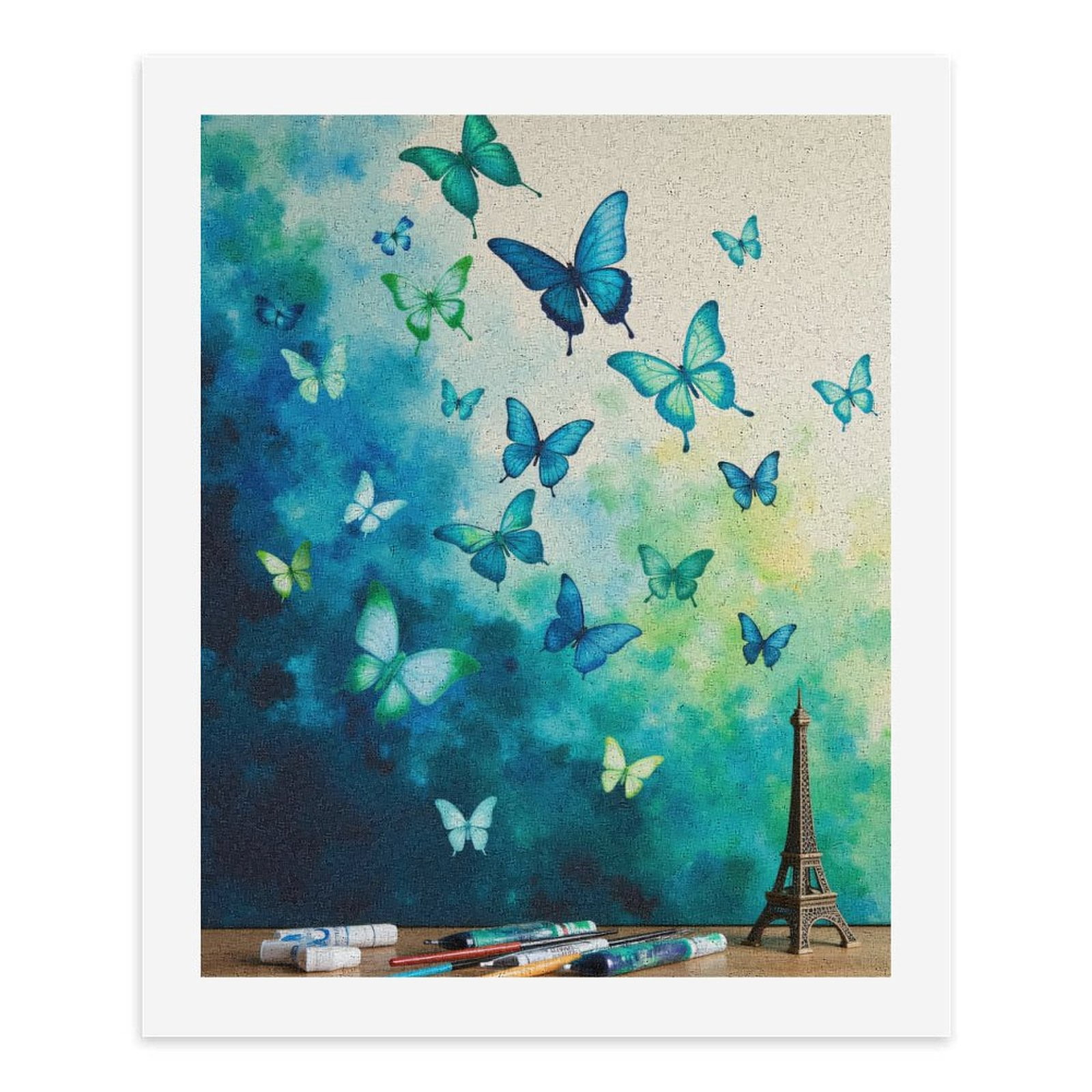 Paint By Numbers Kit for Adults Beginner - Butterfly Dream Art Eiffel Tower DIY Canvas Painting Kits for Adults, Frameless Paint By Number for Adults for Home Wall Decor 16x20 Inch