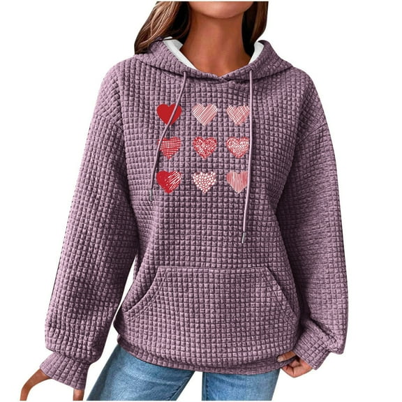 clear 50% off Holiday Usmixi Womens Hoodies Winter Womens Plus Size Hooded Sweatshirt Casual Loose Pocket Soft Knitted Pullover Hoodies Tops Fashion Heart Graphics Sweatshirt Sweater Big Saving