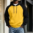 thumbnail image 2 of Fabrcox Hoodie Men Fleece Lined Raglan Oversized Mens Hooded Sweatshirts Color Block Fall Winter Warm Athletic Long Sleeve Men Pullover with Kangaroo Pocket Yellow L, 2 of 5