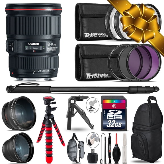 Canon 16-35mm IS USM - 3 Lens Kit   Tripod   Backpack - 32GB Accessory Bundle (International Version)