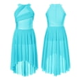 thumbnail image 2 of iiniim Kids Girls Shiny Rhinestone Sleeveless Lyrical Ballet Leotard Tulle Skirt Modern Contemporary Dance Dress Light blue 16, 2 of 7