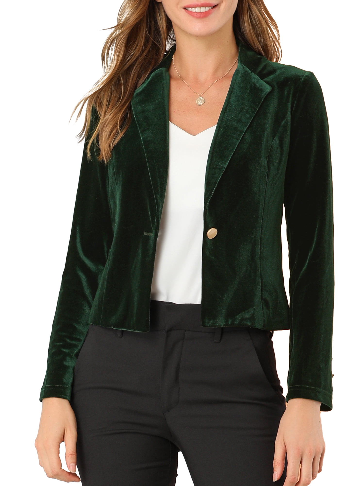 Womens Office Business Velvet Slim Fit Blazer Coat Lapel Collar Dress Jacket