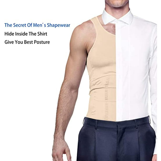 Mens Slimming Body Shaper Vest Shirt Abs Abdomen Slim(Flesh