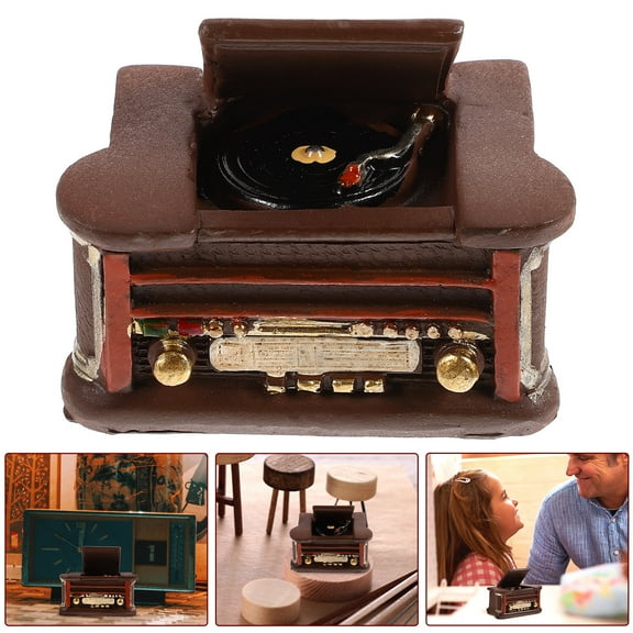 PAMINGONO 1Set Mini Record Player Model for Dollhouse and Creative Art Projects