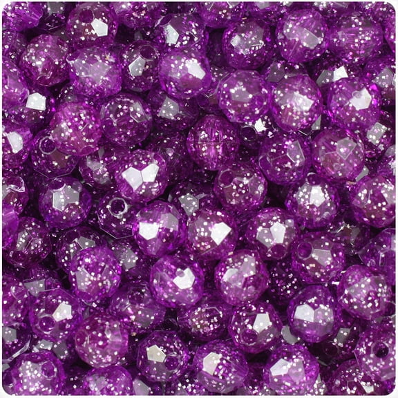 BeadTin Lilac Sparkle 8mm Faceted Round Plastic Beads (450pcs)