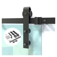 thumbnail image 1 of Black Carbon Steel Sliding Barn Door Hardware Set For Glass Door Modern Interior Glass Sliding Door Track Kit ,Easy to Carry, 1 of 6