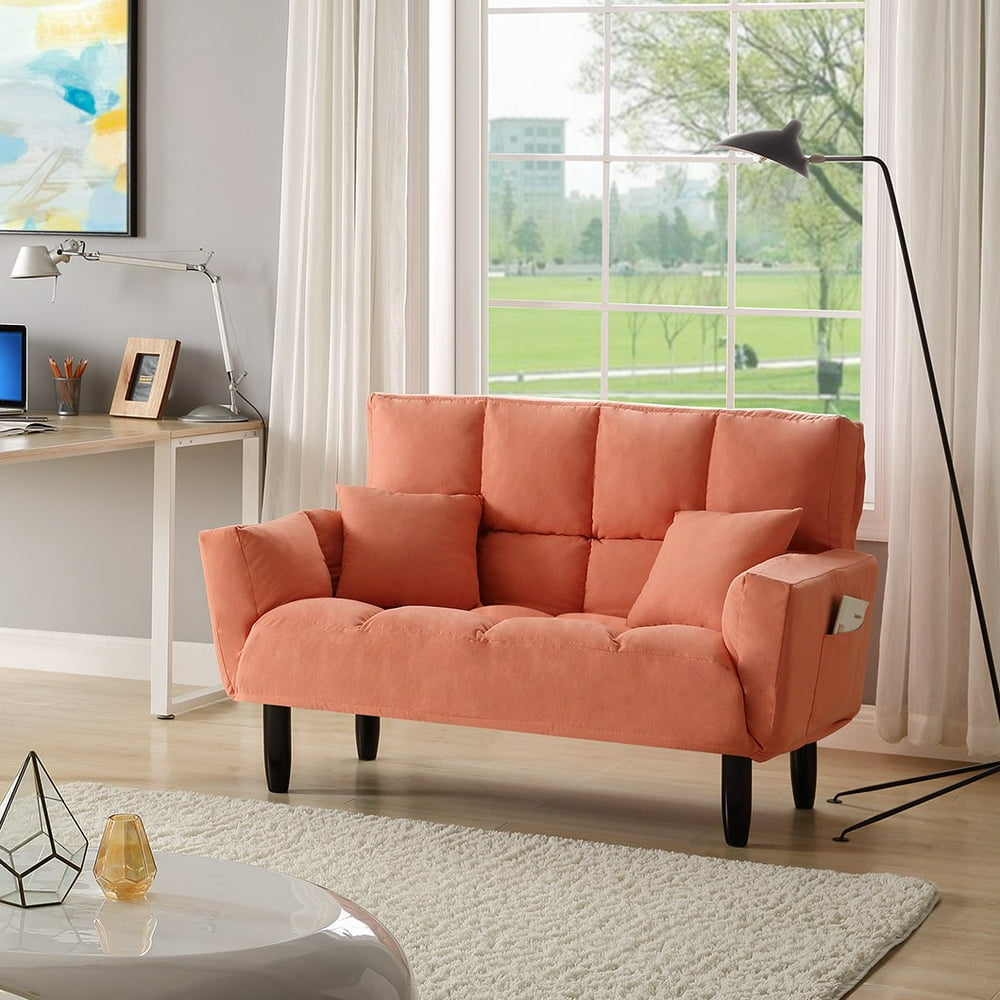 Modern Convertible Sofa Uphoplstered Sofa Bed Fabric Loveseat Sofa