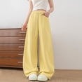 thumbnail image 6 of JnLxul Sweatpants for Women Wide Leg Elastic Waist Drawstring Baggy Casual Adjustable Bottom Jogger Sweatpants with Pockets(X-Large,Yellow), 6 of 6