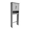 thumbnail image 2 of Flash Furniture Over the Toilet Bathroom Storage Cabinet Organizer with 2 Magnetic Closure Doors, Adjustable Cabinet Shelf, and Open Lower Shelf in Gray, 2 of 13