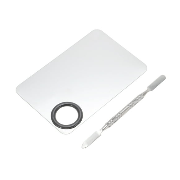 1 Set Paleta de Arte de Uñas Pequeña Cuadrada Portátil Tono Plateado