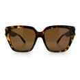 thumbnail image 5 of Womens Metal Ribbon Trim Oversized Rectangle Designer Fashion Sunglasses Tortoise - Brown, 5 of 7