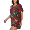 thumbnail image 2 of Naloa Dinosaur Christmas Happy New Year Women's Short-Sleeved Pajama Set, Loungewear, Summer pajamas, Breathable Cozy - 4X-Large, 2 of 9