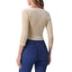 thumbnail image 3 of BLUSA DE VELVET CORTA CON ESCOTE EN V Y MANGAS 3/4 PARA MUJERES CHIC DE INSPIRE, TAMAÑO S, COLOR CAQUI CLARO, 3 of 5