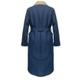 thumbnail image 5 of Zynoxe Womens Long Denim Jacket Winter Sherpa Lined Warm Lapel Drawstring Waist Open Front Western Relaxed Casual Overcoat with Pockets Blue S, 5 of 5