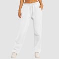 thumbnail image 2 of felwors Women's Casual Fleece Lined High Waist Joggers - Elastic Waistband with Pockets White, XXXL, 2 of 7