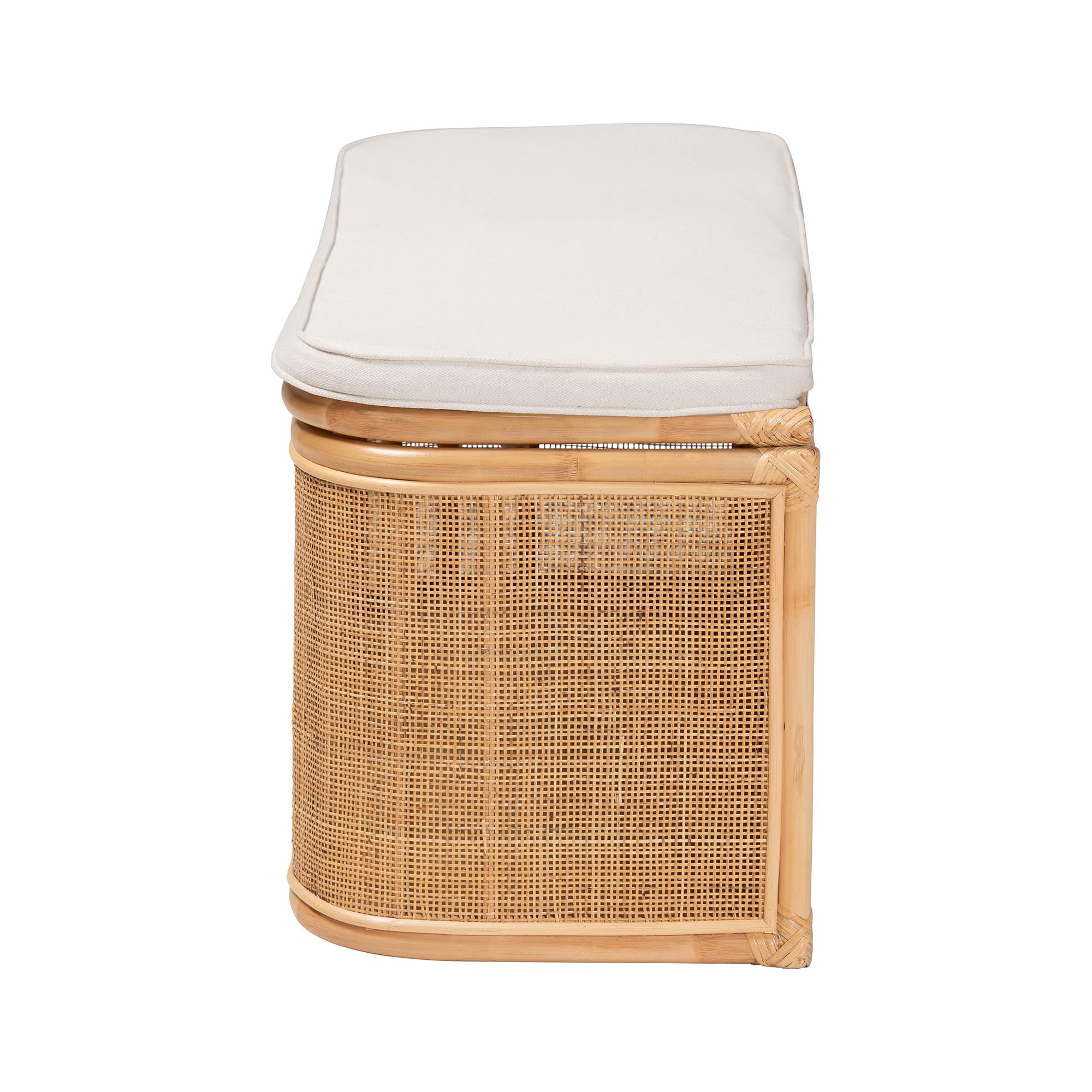 bali & pari Ishana Boho Storage Bench, Natural Rattan, Natural